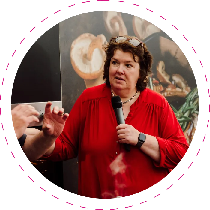 Paula McIntyre doing a food demonstration